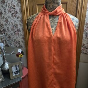 Worthington Vibrant Orange Halter Blouse